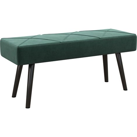 Panca imbottita da camera effetto velluto verde 100x36x45 cm con gambe in acciaio HOMVRA (1/4)