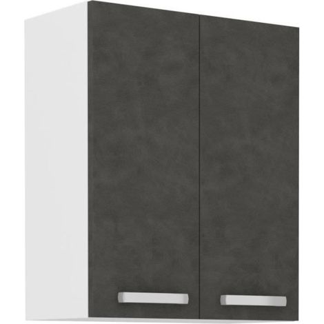 Meuble haut portes battantes - Gris mat - L 60 cm x P 31,6 x H 72 cm - LASSEN (1/5)