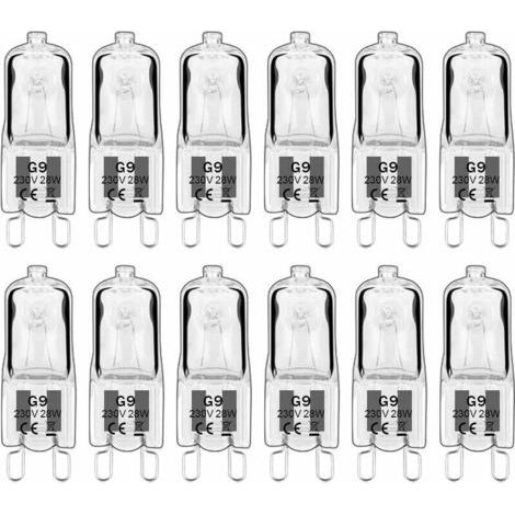 12 pièces G9 Lampes halogènes , ampoules G9 230V 28W 480lm, 2800K blanc chaud, ampoules à capsule dimmable, sans scintillement [Classe énergétique G] (1/4)
