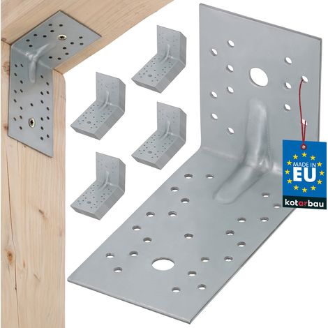 KOTARBAU® Zimmermannswinkel Stahlkonstruktionsverbinder mit Prägung Edelstahl 100x150x80 mm - Set à 50 Stück