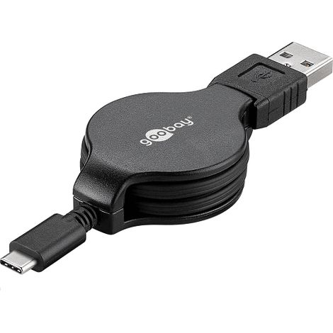 Cable retractil USB C 3A carga y transferencia 0.75 M
