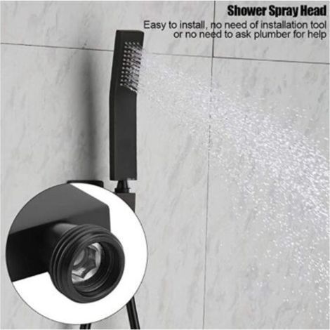 Douchette à jet de salle de bain avec douchette en laiton chromé noir mat, pommeau de douche G1/2-noir (1/4)