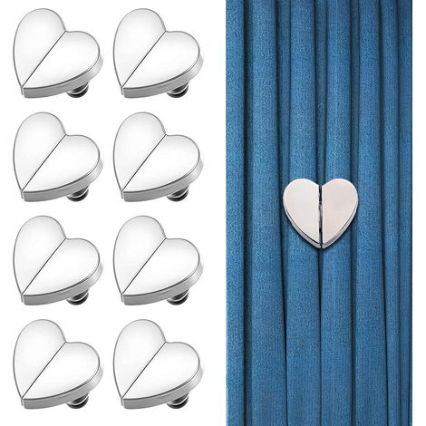 8 Paires Pince Rideau, Aimants Bouton de Rideau, Aimant Rideau, Aimant en Forme de Cœur, Aimant pour Rideaux, Attache Rideau (1/5)