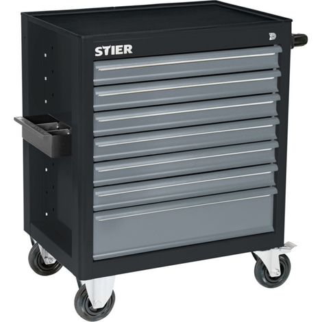 STIER Servante d'atelier vide BLACK-Edition, 884 x 696 x 490 mm, 7 tiroirs, charge max. 300 kg, chariot d'atelier, chariot d'outils, chariot de montage (1/5)
