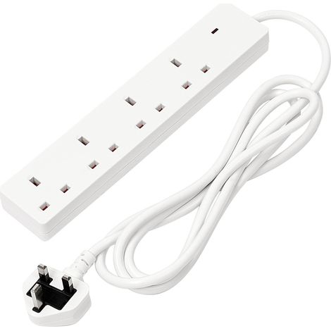 Draper 30891 4 Way White Extension Lead, 2m (1/2)
