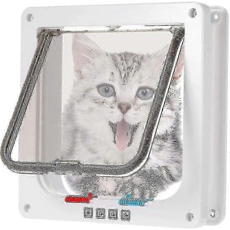 Porte pour chat à puce électronique, porte pour animaux de compagnie marron avec kit de vis, porte d'entrée de sécurité de taille moyenne, compatible avec les chats et les petits chiens. (1/5)