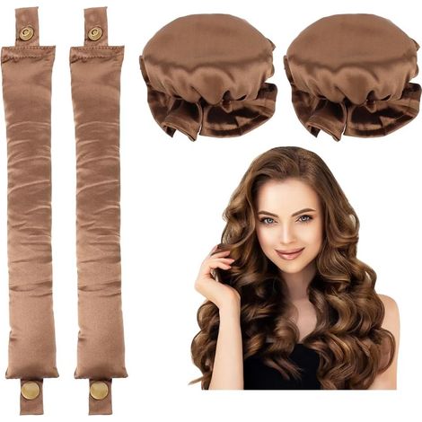 Ensemble de bigoudis et ruban de satin - bouclez vos cheveux pendant la nuit. Brun. (1/5)