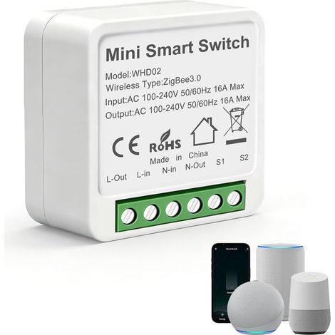 Mini Interrupteur Intelligent Zigbee, Connecté, Concentrateur Requis, fil neutre requis (1/5)