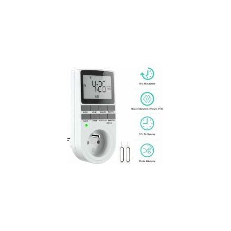 Presa digitale programmabile, timer digitale settimanale con schermo LCD, timer per presa elettrica 12H/24H/7 giorni, risparmio energetico per elettrodomestici e illuminazione (1 confezione) - Crezuo (1/4)