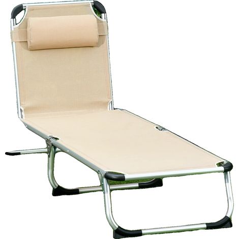Transat de jardin, cadre en aluminium, dossier réglable, dimensions 170x60x76cm, taille pliée 80x60x19.5cm, capacité de charge 120kg (1/5)