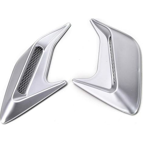 Prise d'Air Décorative de Voiture, 2 Pièces Autocollant de Grille de Voiture Prise d'Air Universelle pour Flux Capot de Ventilation Modifié Accessoire,Placage d'Argent (1/3)