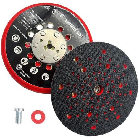 BUNTHAUS Disque de Ponçage 150mm, Plateau Ponceuse, Plateau de Poncage, Plateau Ponceus Multihole Compatible Ponceuses Electriques pour Bosch RSM6045, GEX 34-150, GEX 40-150, avec Vis et Joint Rouge