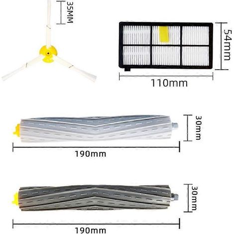 Kit de pièces détachées pour brosse principale et filtre HEPA pour iRobot Roomba séries 800, 860, 865, 866, 870, 871, 880, 885, 886, 890, 900, 960, 966 et 980.