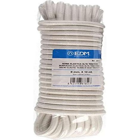 MADEJA 10m GOMA ELASTICA ALTA TENACIDAD BLANCA. CALIBRE 8mm EDM