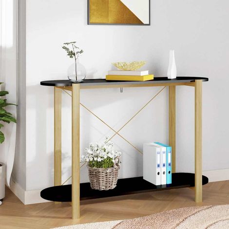 Table console noire avec rangement en bois d’ingénierie, 110 x 38 x 75 cm - PANGIVO (1/5)
