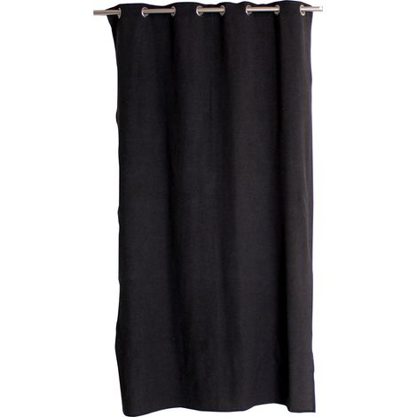 Rideau 8 oeillets 135x240 DUNE coton recyclé coloris GRIS FONCE (1/5)