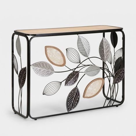Consola de entrada en metal y MDF con decoración Autumn (1/5)
