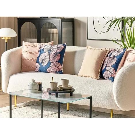 Cuscini beliani set due blu 45x45 cm poliestere (1/3)