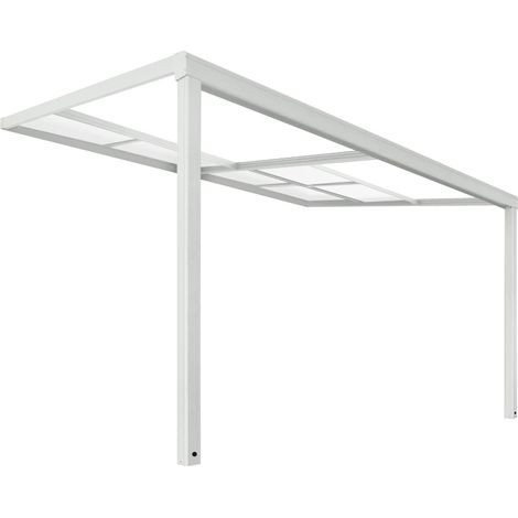 HOME DELUXE - Terrassenüberdachung SOLIS DELUXE  Farbe: Weiß, Größe: 390 x 295 x 233 / 272 cm  Terrassendach Pergola Überdachung Terrassenüberdachung