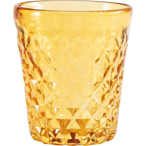 Zafferano Bicchieri Tumbler Serie Balloton in Vetro Soffiato a Bocca Colore Ambra - Confezione da 6 Pezzi Artigianali per la Tavola Elegante