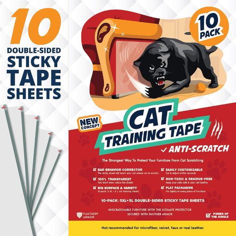 Ruban adhésif double face anti-griffures pour chats – Lot de 5 XL 16"L 12"W + 5 grands protecteurs de meubles 17"L 10"W (1/5)