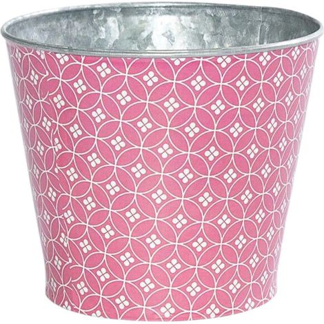Portavaso rotondo in latta rosa, Ø13,5H11,5 cm (kit da 10) (1/2)