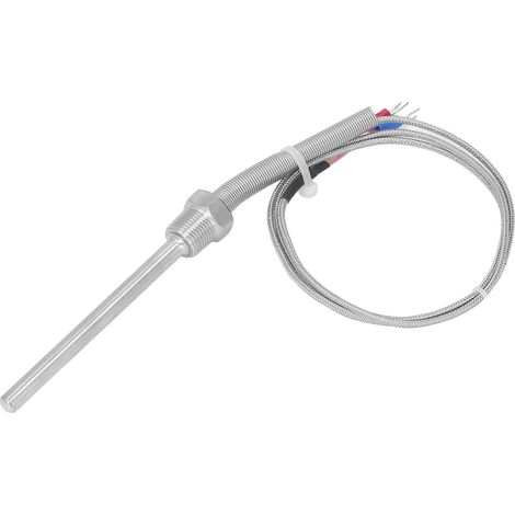 Thermocouple de type K 0‑400℃ 3/8 NPT 8x100 mm Sonde de température en acier inoxydable 1 m / 3,28 pi (1/5)