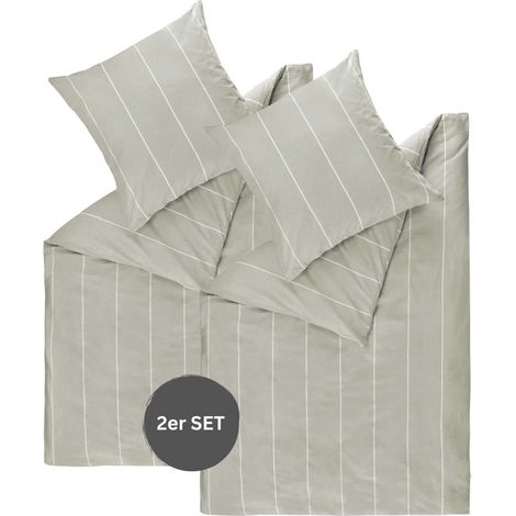 ESPRIT Renforcé Bettwäsche HARPLINES - 2er Set 140x200 cm, Grau