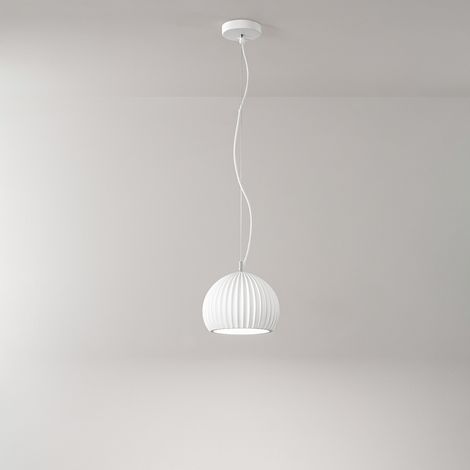 Sospensione Nordica Minea Metallo Gesso Bianco 1 Luce E27 Ip20 D23 (1/2)