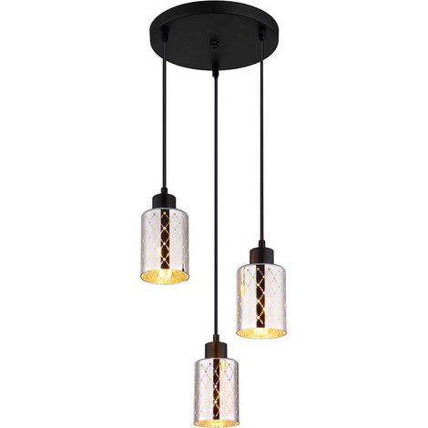 Hängelampe Pendellampe Esstischlampe 3 flammig Glas chrom Wohnzimmerlampe 120cm