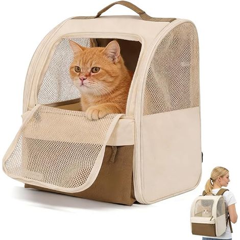 Sac à dos animal de compagnie fenêtre maille Pliable Tissu Oxford imperméable support dorsal randonnée voyages (1/5)