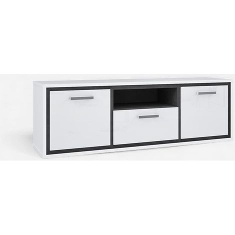 Mobile porta TV moderno bianco lucido e grigio 158x52 Rigmor (1/5)