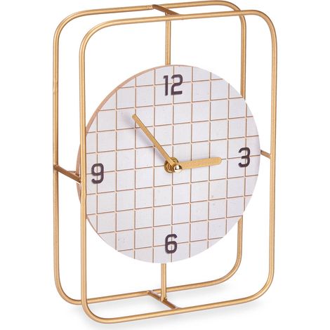 Uhr für die Kommode mit kariertem Zifferblatt und goldenen Zeigern, 18,5 x 25,5 cm