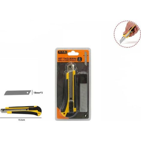 Cutter Cutter Avec Lame De 18 Mm Guide Bloc Arrêt Poignée Antidérapante 71074 (1/2)