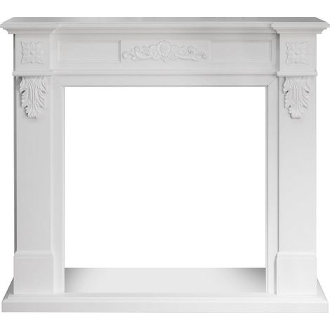 Cornice per camino rivestimento in legno L121xP38xH108 Truman Bianco (1/4)