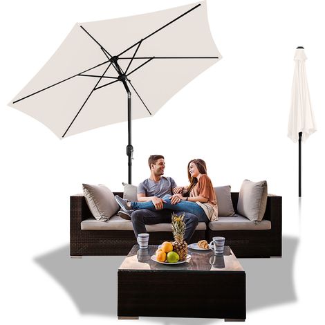 Jiubiaz Sonnenschirm 2,7 m Stecksystem – Mehrteiliger Balkonschirm für Garten & Terrasse, beige