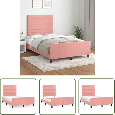 The Living Store Bettgestell ohne Matratze Rosa 120x190 cm Samt - Samtsofa - Bettessel - Doppelbett - Rosa Bettgestell - Boxspringbetten (1/5)
