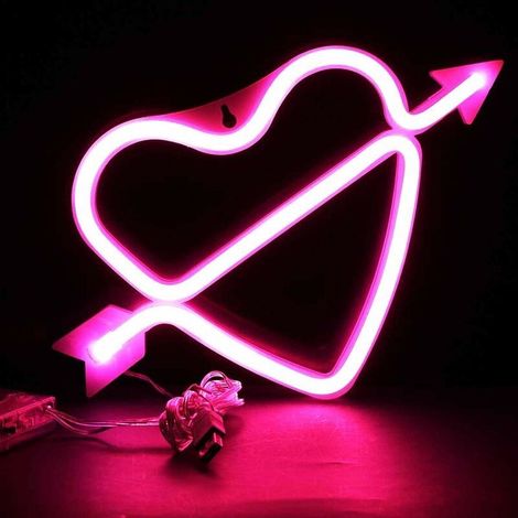 Cupid Néon Enseignes Cupidon lumineuses Décoration murale,Batterie et USB alimenté Rose Cupidon Néons Applique murale Intérieur Luminaires pour chambre,Saint Valentin,éclairage de Noël (1/5)
