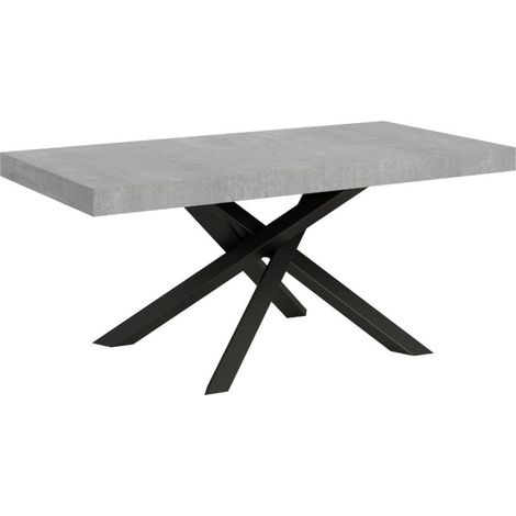 Table à manger design gris béton et pieds entrelacés anthracite 180 cm Artemis (1/5)