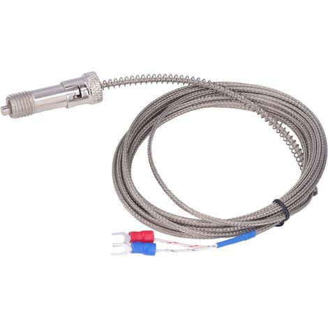 Termopares de acero inoxidable tipo K con resorte de liberación rápida para sensor de temperatura M12, 3 metros