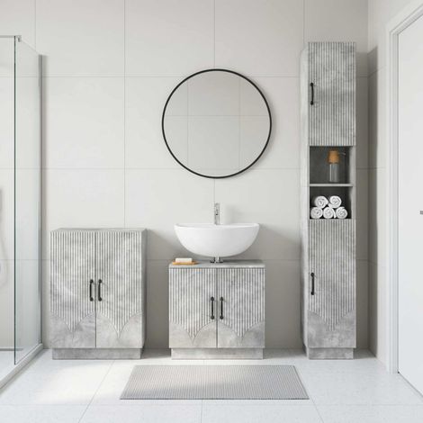 vidaXL 3 Piece Bathroom Cabinet Set HOORN Concrete Grey (1/5)