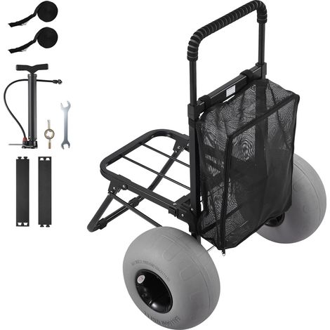 Mophorn Carro de playa con ruedas grandes para arena, plataforma de carga de 45 x 38 cm, diseño plegable con ruedas tipo globo de 30 cm, capacidad de 75 kg y altura ajustable de 86 a 114 cm (1/5)