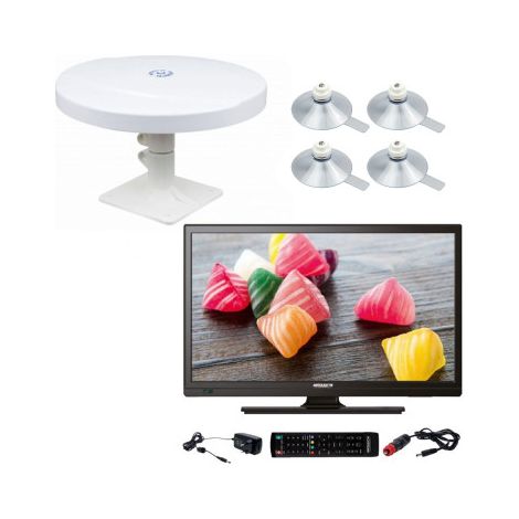 Pack ANTARION TV LED 18.5" 47cm Téléviseur HD 12V + Antenne TNT Camping Car + 4 Ventouses (1/5)