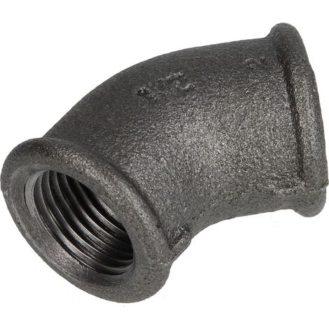 Raccord en fonte malléable noir coude 45° 1/2'' FF/FF