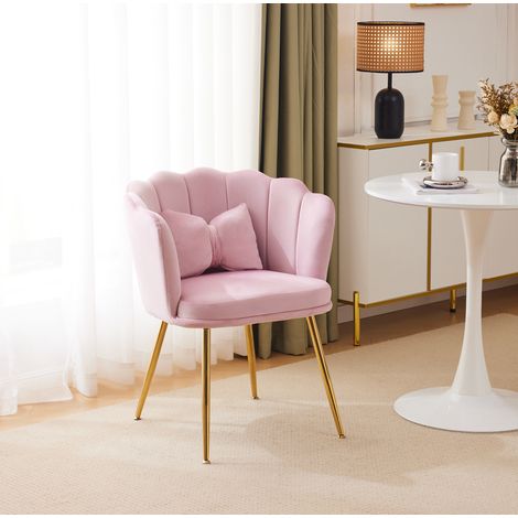 Fauteuil en velours rose avec pieds en métal doré et coussin papillon HAVRYA (1/5)