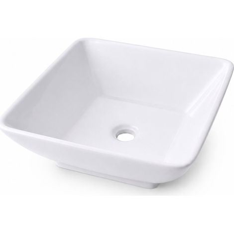 Lavabo quadrato in ceramica, 41,5 cm, senza foro per rubinetto. (1/5)