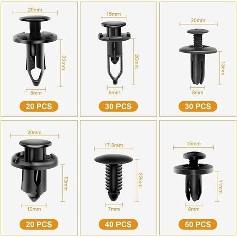 190 Auto-Clips, Auto-Kunststoff-Clip-Nieten, Autoreparatur, Kunststoff-Nieten-Befestigungselemente, Universal-Kunststoff-Clip-Nieten-Befestigungselemente für Autotürverkleidungen (1/3)