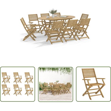 The Living Store Gartenstühle 6 Stk. Klappbar 54,5x61,5x86,5cm Massivholz Akazie - Gartenstühle - Holz Gartenstühle - Akzient Stuhl - Esszimmerstühle - Outdoor Möbel (1/5)