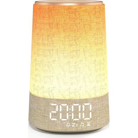 Réveil Lumineux Simulateur d'Aube, Lampe de Reveil avec 7 Sonneries, 30 Sons Naturels, Snooze, Minuteur, Réveil Matin sur Lampe de Chevet LED, 10 Niveaux de Luminosité Veilleuse pour Enfants Adultes