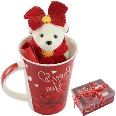 Trade Shop - TAZZO MIT BIANCA PELUCHES IN REGALER KONFEHL FÜR SAN VALENTINO 63299 - (1/2)
